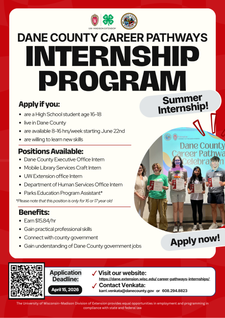 dane county career pathways internship program details flyer
