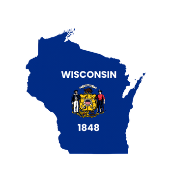wisconsin map and flag