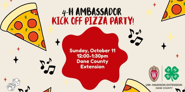 4-h ambassador kickoff pizza party sunday october 11, 2026